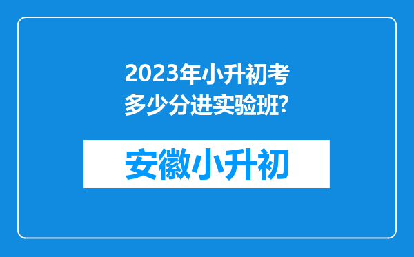 2023年小升初考多少分进实验班?