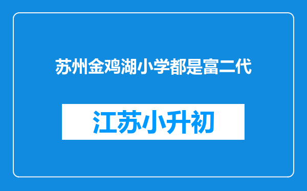 苏州金鸡湖小学都是富二代