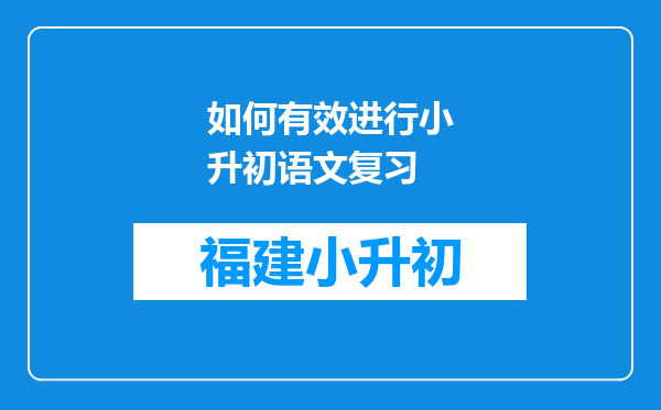 如何有效进行小升初语文复习