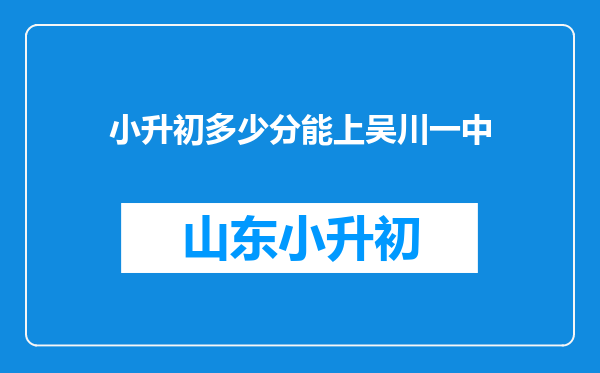 小升初多少分能上吴川一中