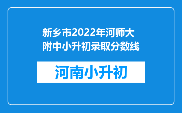 新乡市2022年河师大附中小升初录取分数线