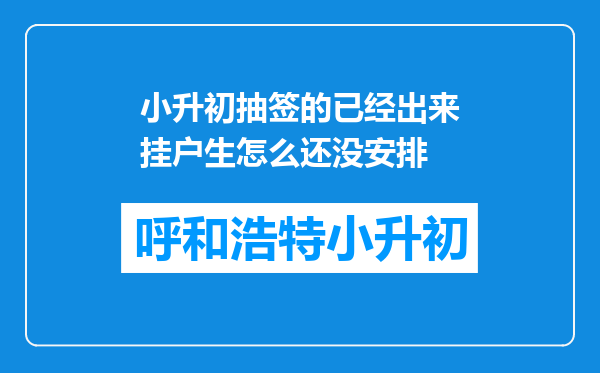 小升初抽签的已经出来挂户生怎么还没安排