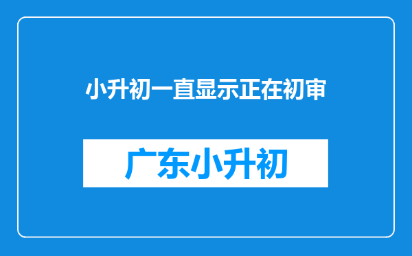 小升初一直显示正在初审