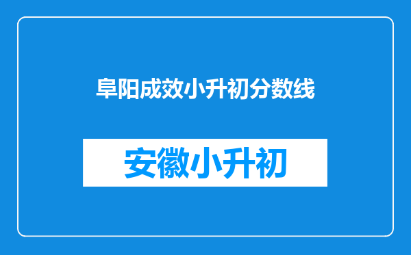 阜阳成效小升初分数线