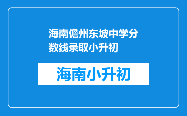 海南儋州东坡中学分数线录取小升初