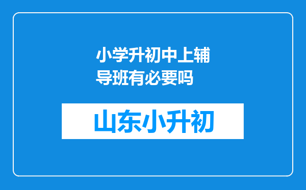 小学升初中上辅导班有必要吗