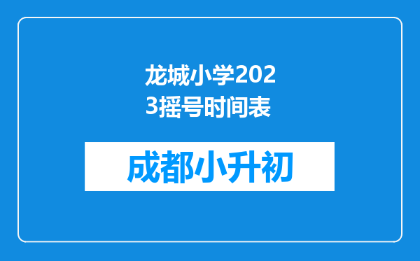 龙城小学2023摇号时间表