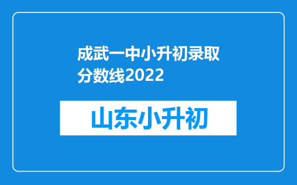 成武一中小升初录取分数线2022