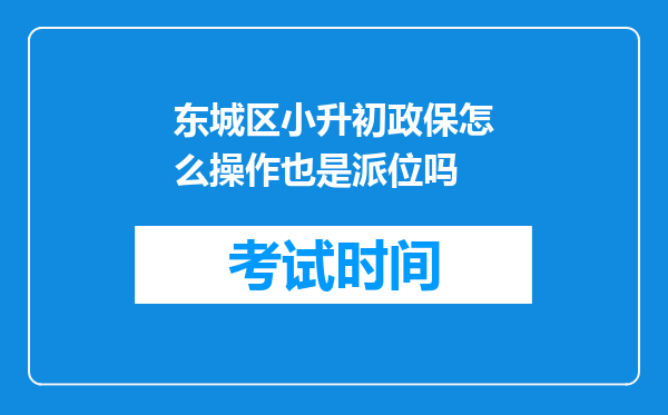 东城区小升初政保怎么操作也是派位吗