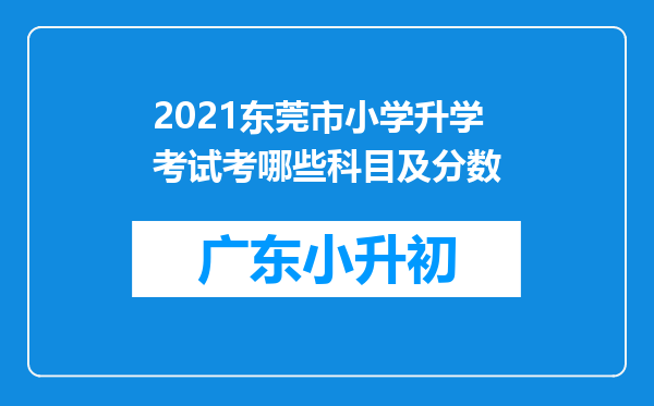 2021东莞市小学升学考试考哪些科目及分数