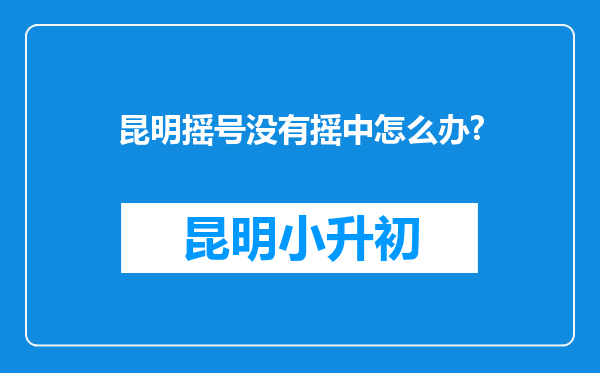 昆明摇号没有摇中怎么办?