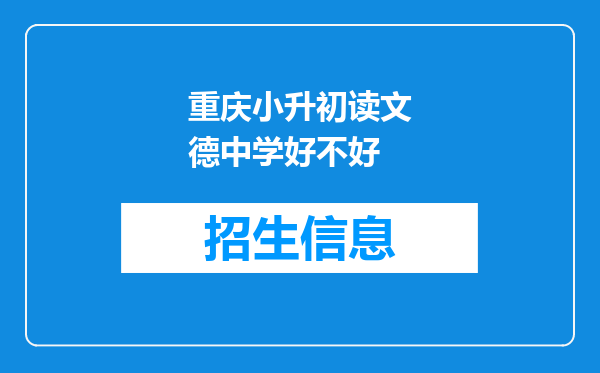 重庆小升初读文德中学好不好