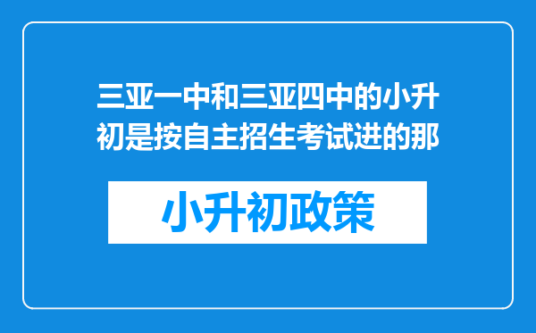 三亚一中和三亚四中的小升初是按自主招生考试进的那