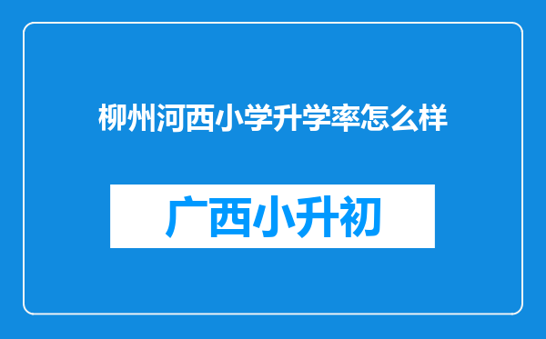 柳州河西小学升学率怎么样