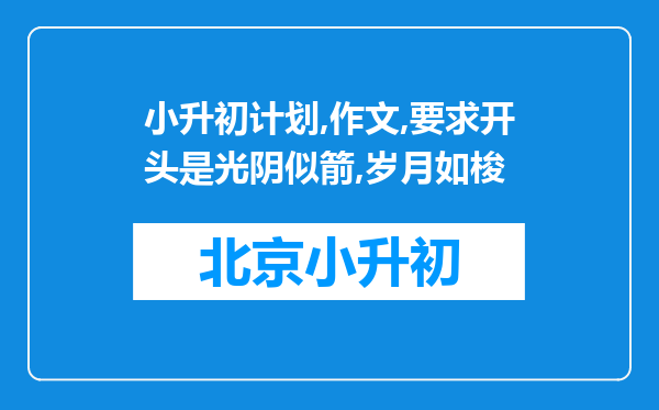 小升初计划,作文,要求开头是光阴似箭,岁月如梭