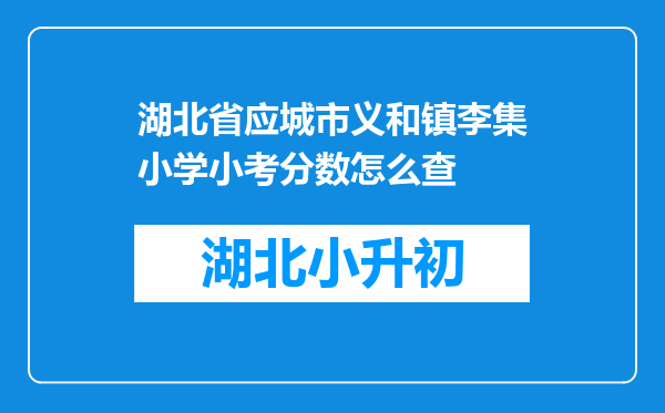 湖北省应城市义和镇李集小学小考分数怎么查