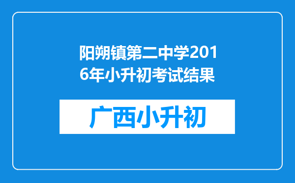 阳朔镇第二中学2016年小升初考试结果