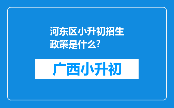 河东区小升初招生政策是什么?