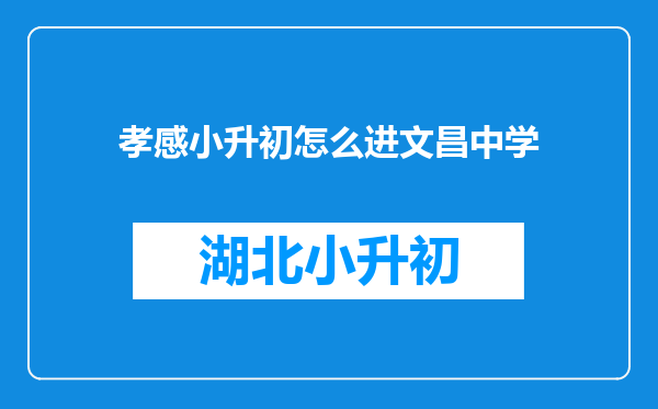 孝感小升初怎么进文昌中学