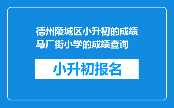 德州陵城区小升初的成绩马厂街小学的成绩查询