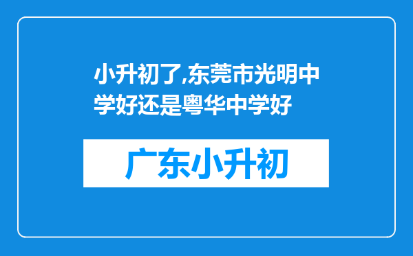 小升初了,东莞市光明中学好还是粤华中学好