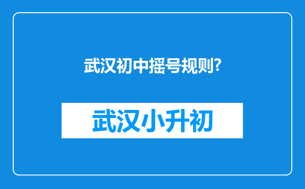 武汉初中摇号规则?