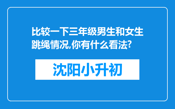 比较一下三年级男生和女生跳绳情况,你有什么看法?