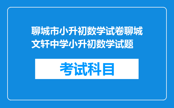 聊城市小升初数学试卷聊城文轩中学小升初数学试题