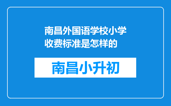 南昌外国语学校小学收费标准是怎样的