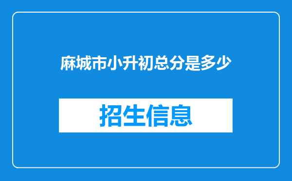 麻城市小升初总分是多少