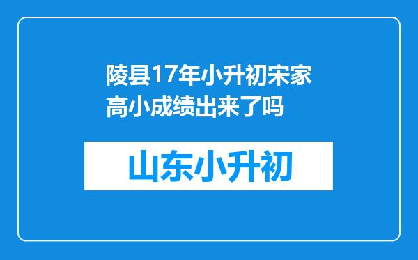 陵县17年小升初宋家高小成绩出来了吗