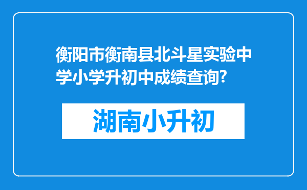 衡阳市衡南县北斗星实验中学小学升初中成绩查询?