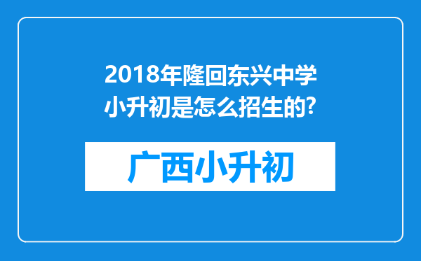 2018年隆回东兴中学小升初是怎么招生的?