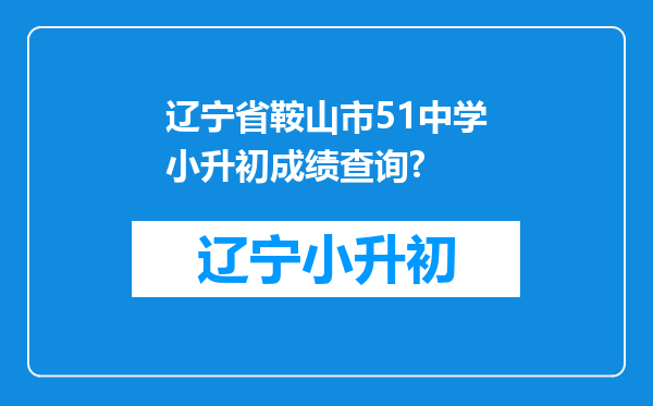 辽宁省鞍山市51中学小升初成绩查询?