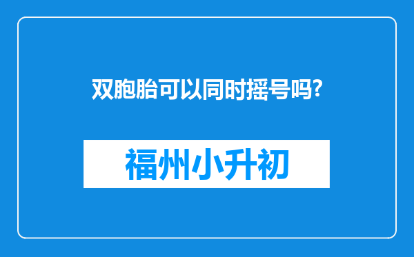 双胞胎可以同时摇号吗?