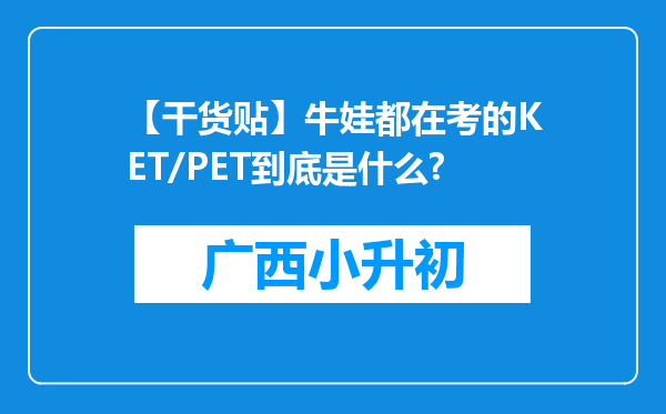 【干货贴】牛娃都在考的KET/PET到底是什么?