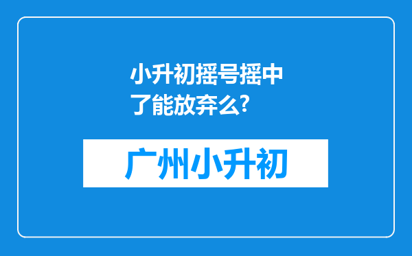 小升初摇号摇中了能放弃么?