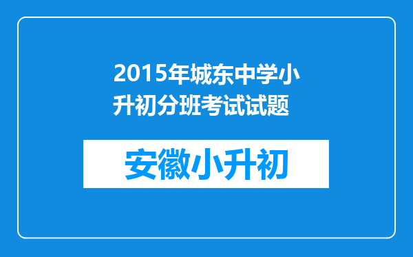 2015年城东中学小升初分班考试试题