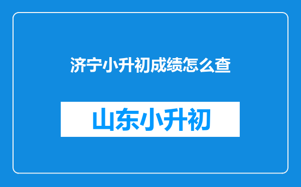 济宁小升初成绩怎么查