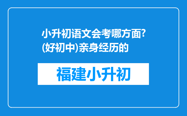 小升初语文会考哪方面?(好初中)亲身经历的