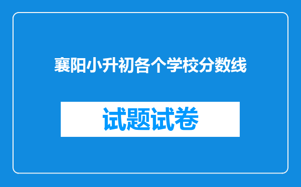 襄阳小升初各个学校分数线