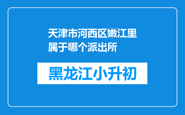 天津市河西区嫩江里属于哪个派出所