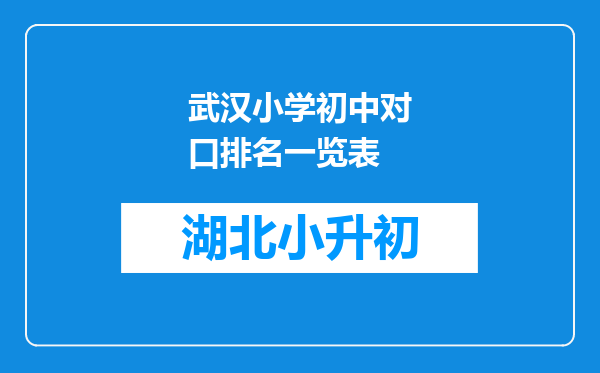 武汉小学初中对口排名一览表