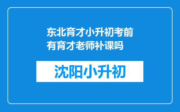 东北育才小升初考前有育才老师补课吗