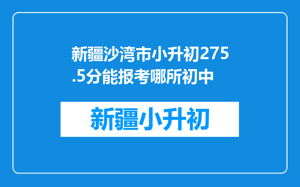 新疆沙湾市小升初275.5分能报考哪所初中