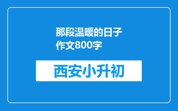 那段温暖的日子作文800字