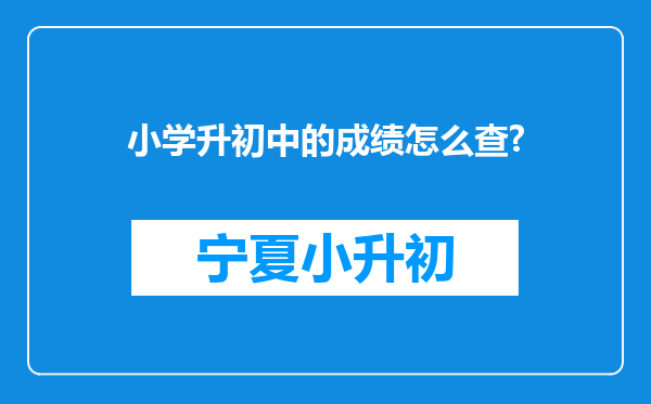 小学升初中的成绩怎么查?