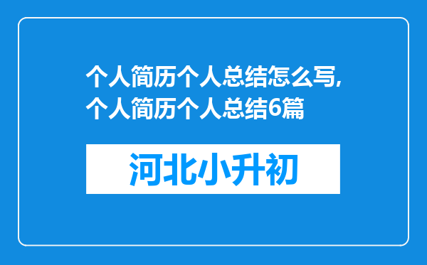 个人简历个人总结怎么写,个人简历个人总结6篇