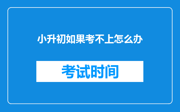 小升初如果考不上怎么办