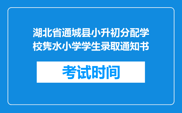 湖北省通城县小升初分配学校隽水小学学生录取通知书